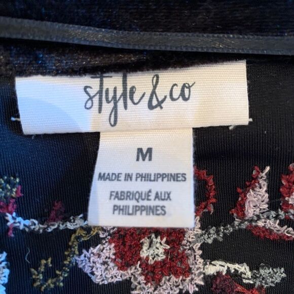 Style & Co Velvet Dress embroidered sz L - Picture 5 of 10